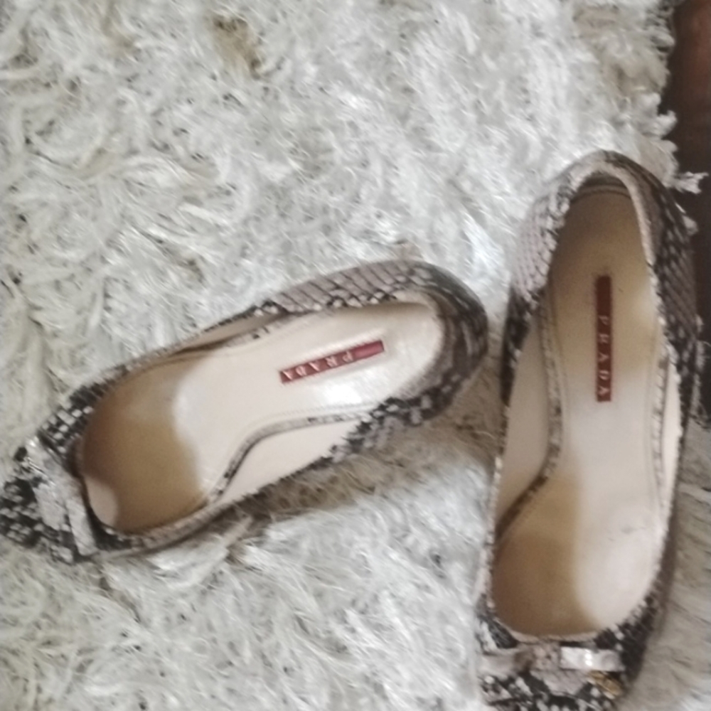 Prada Python Snakeskin Leather Tan Brown Logo Cor… - image 3